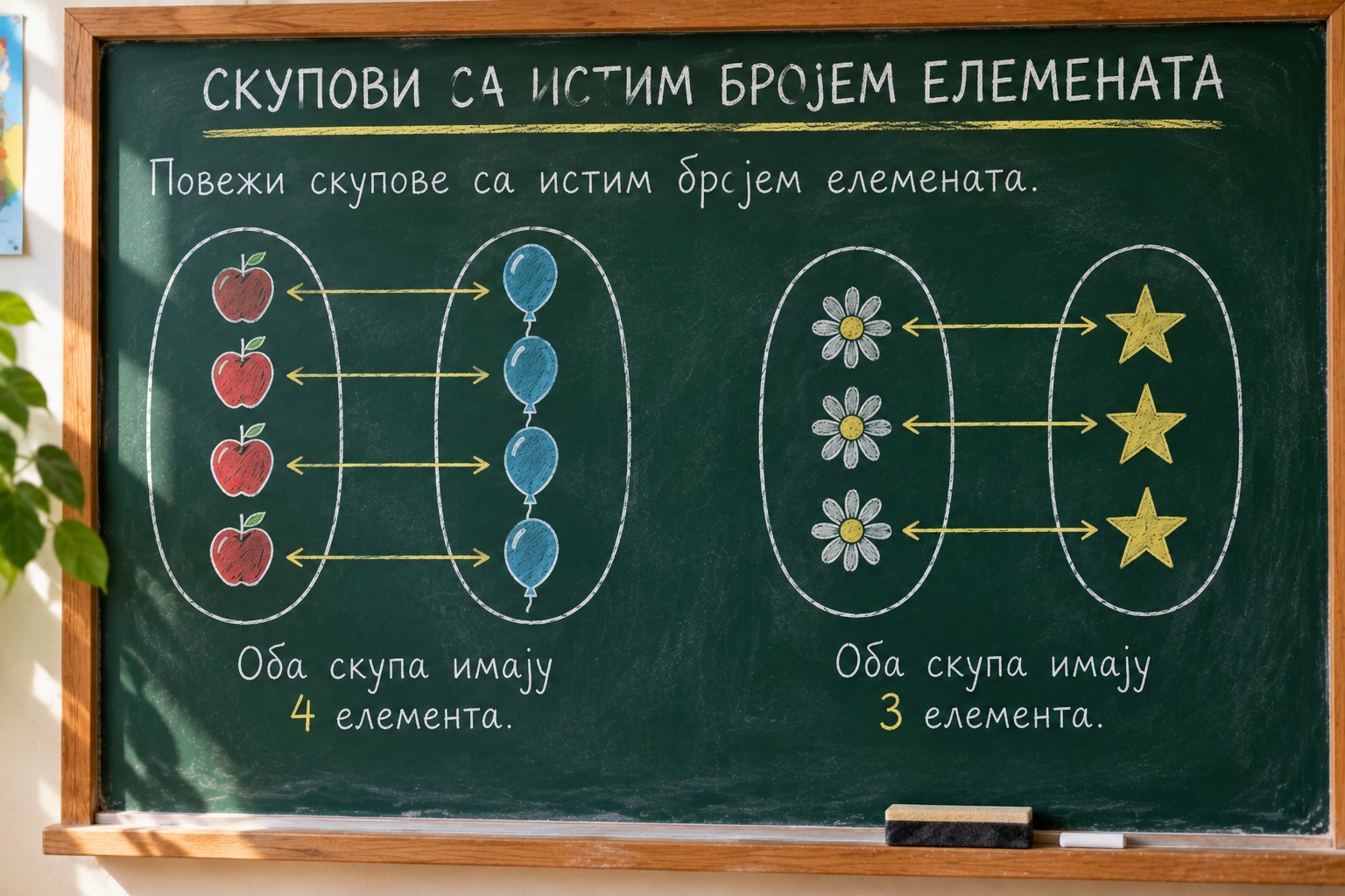 Skupovi sa istim brojem elemenata – matematička vežba